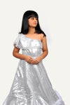 One-Shoulder Silver Fairytale Gown