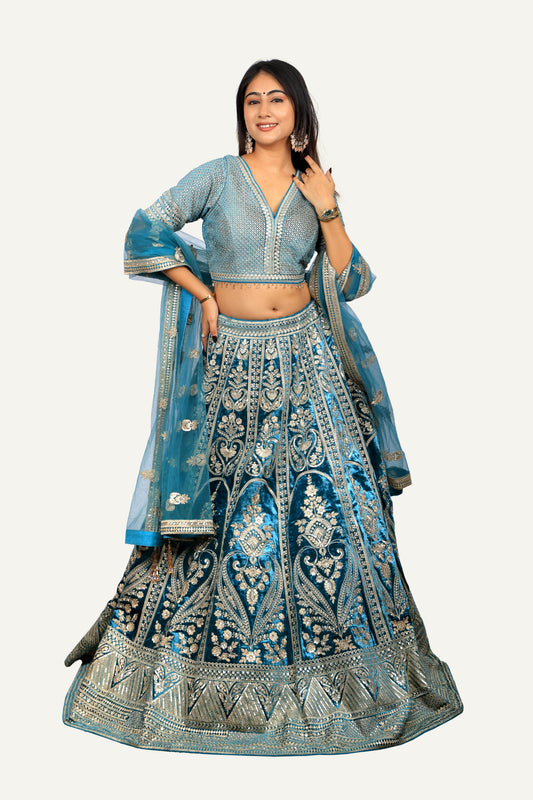 Micro Velvet Chaniya Choli with Machine Work