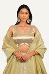 Crush Gold Tissue Zardosi Work Lehenga Choli