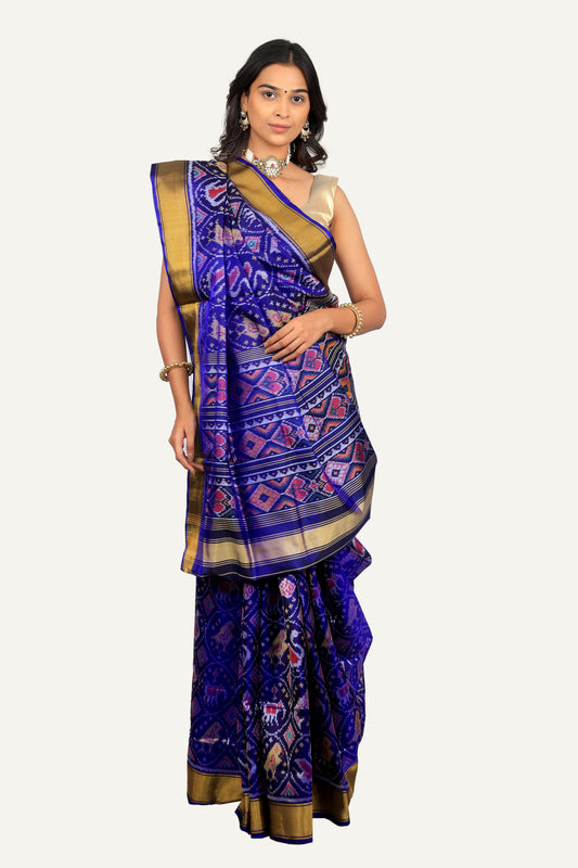 Blue Rajkoti Silk Patola Saree
