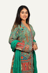 Pure Silk Green Sharara Set In Multi Color