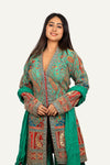 Pure Silk Green Sharara Set In Multi Color
