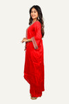 Red Muslin Silk Kaftan Top with Hand Embroidery & Straight Pant Plazo