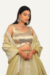 Crush Gold Tissue Zardosi Work Lehenga Choli