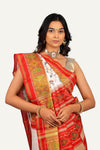 White Rajkoti Silk Patola Resham Work Saree