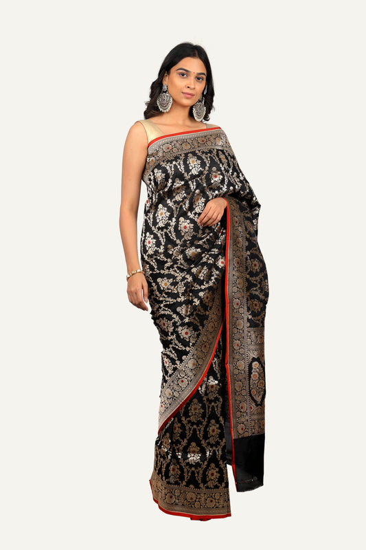 Black Pure Katan Silk Saree