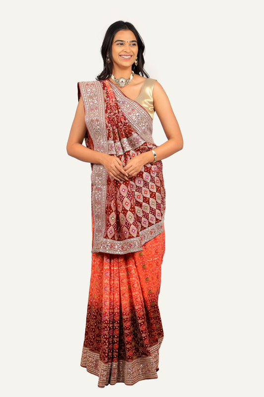 Dual Shade Banarasi Georgette Saree