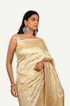Cream Pure Katan Silk Saree