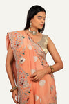 Peach Banarasi Tissue Silk Saree with Hand Work Borders & Butti