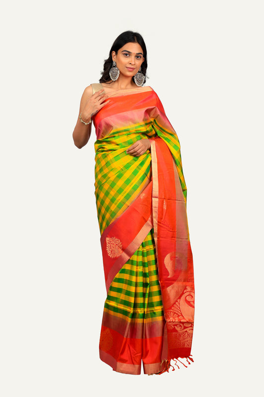Parrot Green Soft Silk Saree