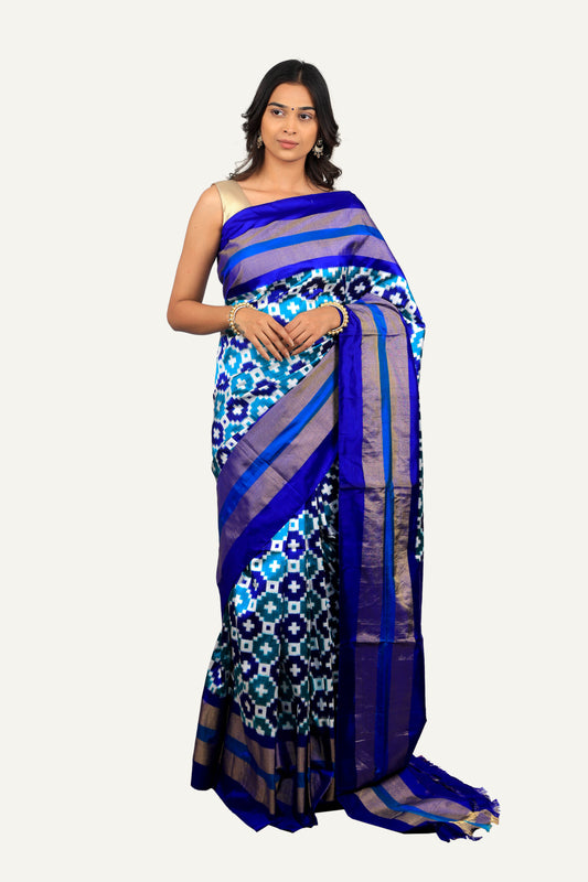 Blue Hyderabadi Patola Saree