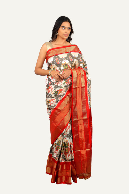 Off White Hyderabadi Patola Saree