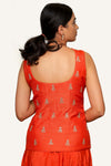 Orange Crepe Silk Dhoti Skirt Set