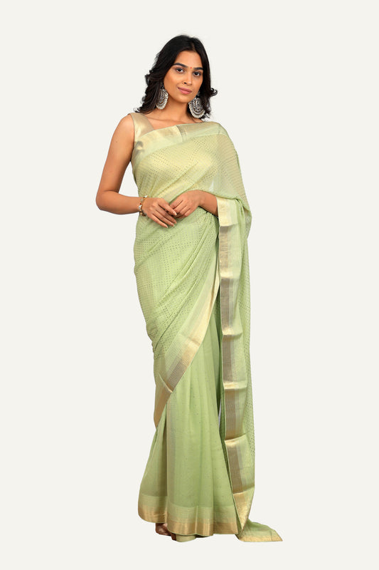 Pista Green Georgette Fancy Saree