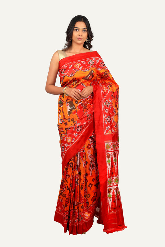 Mustard Yellow Hyderabadi Patola Saree