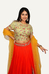 Georgette & Raw Silk Handwork Lehenga Choli