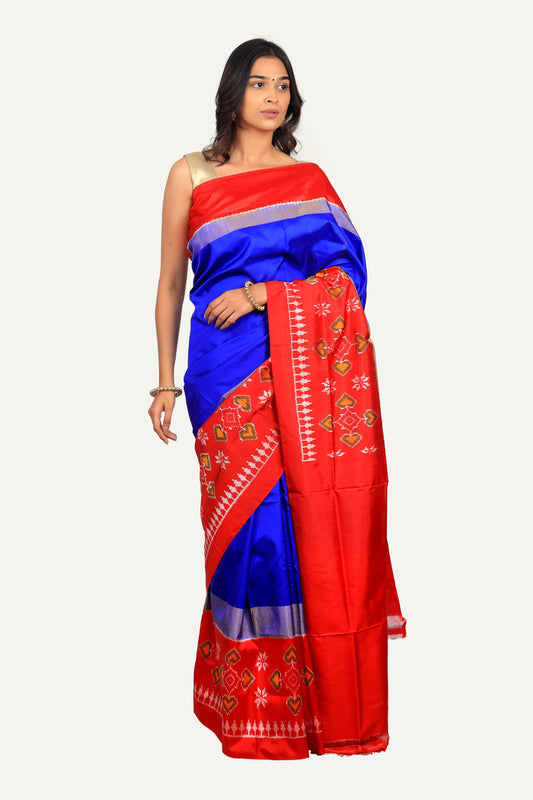 Blue & Red Hyderabadi Patola Saree