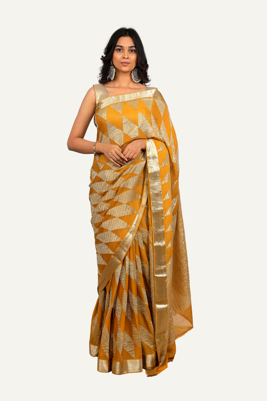 Mustard Chiffon Fancy Saree