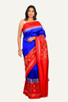 Blue & Red Hyderabadi Patola Saree