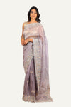 Laylac Colour Shimmer Tissue Handwork Border & Butti Saree
