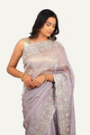 Laylac Colour Shimmer Tissue Handwork Border & Butti Saree