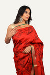 Red Soft Silk Hand Printed Saree