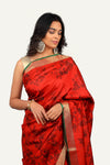 Red Soft Silk Hand Printed Saree