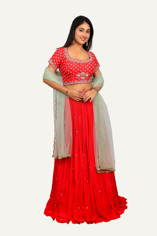 American Crepe Silk Designer Handwork Lehenga Choli