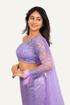 One-Shoulder Hand Work Blouse with Drape-Style Dupatta & Mermaid Sequence Skirt