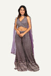 Mirror & Diamond Work Georgette Blouse with Flared Palzo & Choker Dupatta