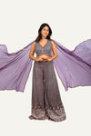 Mirror & Diamond Work Georgette Blouse with Flared Palzo & Choker Dupatta