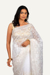 White Organza With Aari & Zari Work Saree