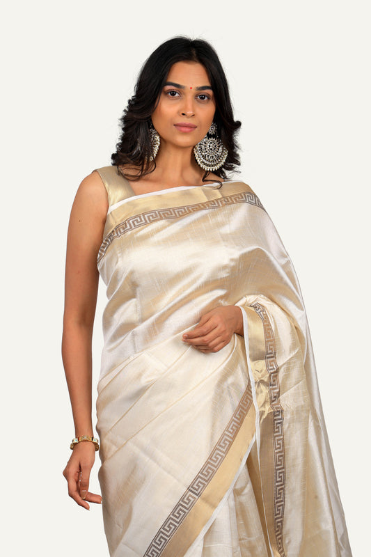 Cream Silk Saree
