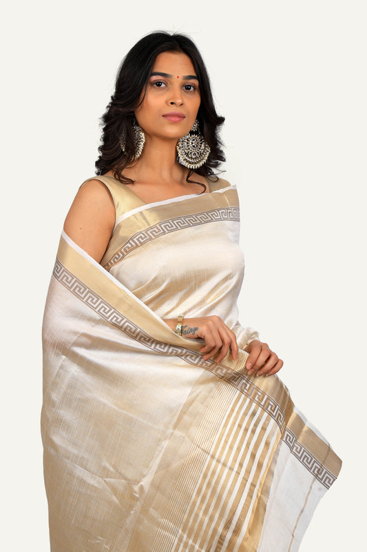 Cream Silk Saree