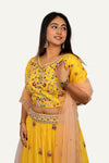 Yellow Italian Crepe Lehenga Choli with Fully Handworked Blouse