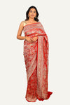 Red Khadi Georgette With Minakari Work Saree
