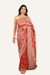 Red Khadi Georgette With Minakari Work Saree