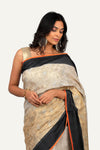 Steel Gray and Golden Dual Shade Shimmer Tissue Saree