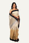 Steel Gray and Golden Dual Shade Shimmer Tissue Saree