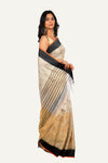 Steel Gray and Golden Dual Shade Shimmer Tissue Saree