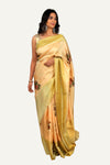 Cream Colour Soft Silk Saree with All-Over Printed Butta