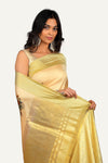 Cream Colour Soft Silk Saree with All-Over Printed Butta