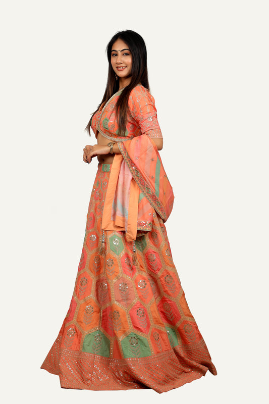 Silk Multi-Color Lehenga Choli