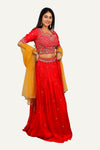 Pink Italian Crepe Silk Lehenga Choli With Hand Work Blouse & All-Over Butti In Skirt
