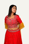 Pink Italian Crepe Silk Lehenga Choli With Hand Work Blouse & All-Over Butti In Skirt