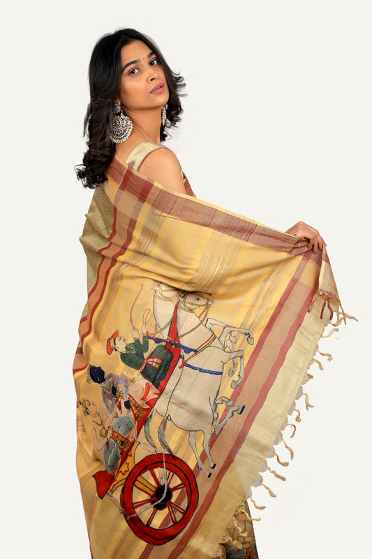 Khadi Silk Designer Saree with Hand Weaving