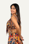 Peach Colour Floral Designer Western Lengha Choli