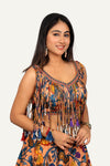 Peach Colour Floral Designer Western Lengha Choli
