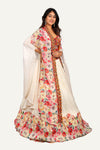 Hand & Mirror Work Spaghetti Silk Flared Skirt