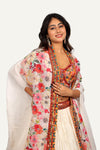 Hand & Mirror Work Spaghetti Silk Flared Skirt